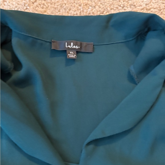 Lulu's Blue Short Sleeve Button Down Shirt - Picture 6 of 6